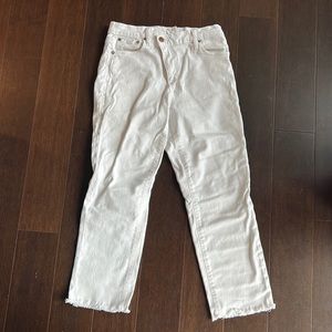 Alice and Olivia White Jeans with Criss Cross Waistband Detail - Size 28